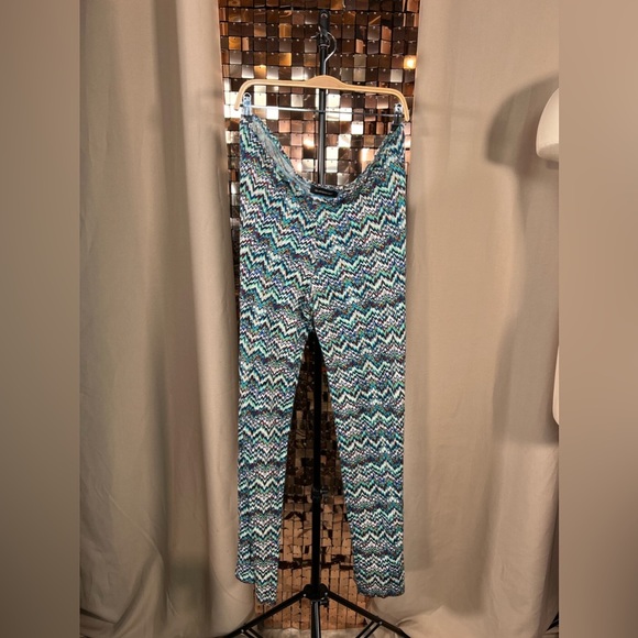 Hour Glass Lilly Multicoloured Geometric Print Zig Zag Wide Leg Trouser Waist 21 - Picture 1 of 2